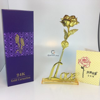 Hoa hồng mạ vàng 24K có hộp và túi sách món quà ý nghĩa, hàng đẹp Smarttnt.vn, hoa hồng phát sáng galaxy
