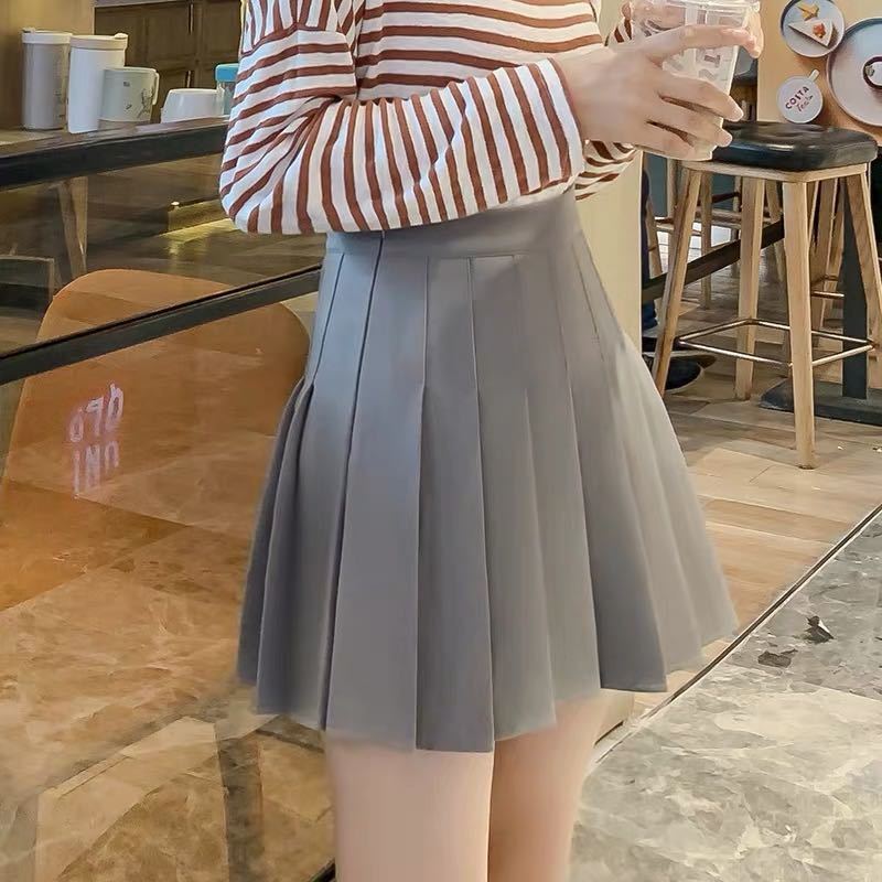 Chân váy BH xếp ly màu trơn phong cách Nhật Bản thời trang cho nữ