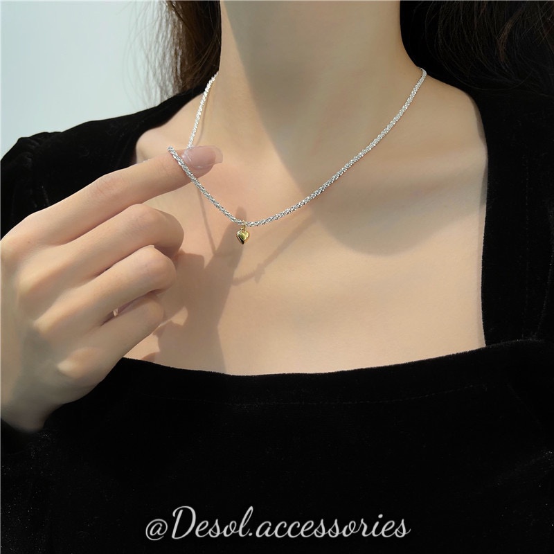 Dây chuyền, vòng cổ Drusilla mạ bạc xoắn mặt trái tym bé NL051 Desol.accessories