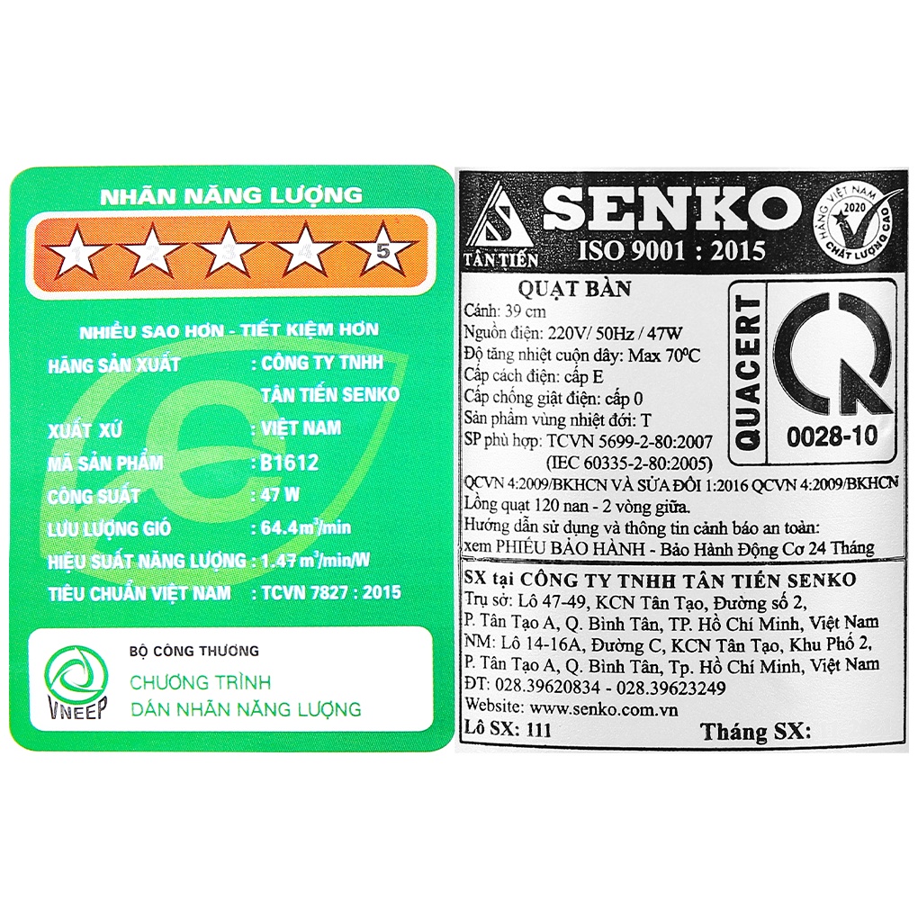 Quạt bàn B4 Senko B1612