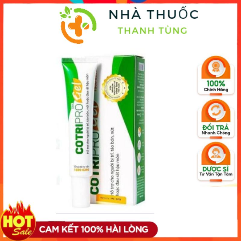 Tuýp Cotripro gel - Dùng khi bị trĩ, táo bón và rát hậu môn tuyt 10g và 25g