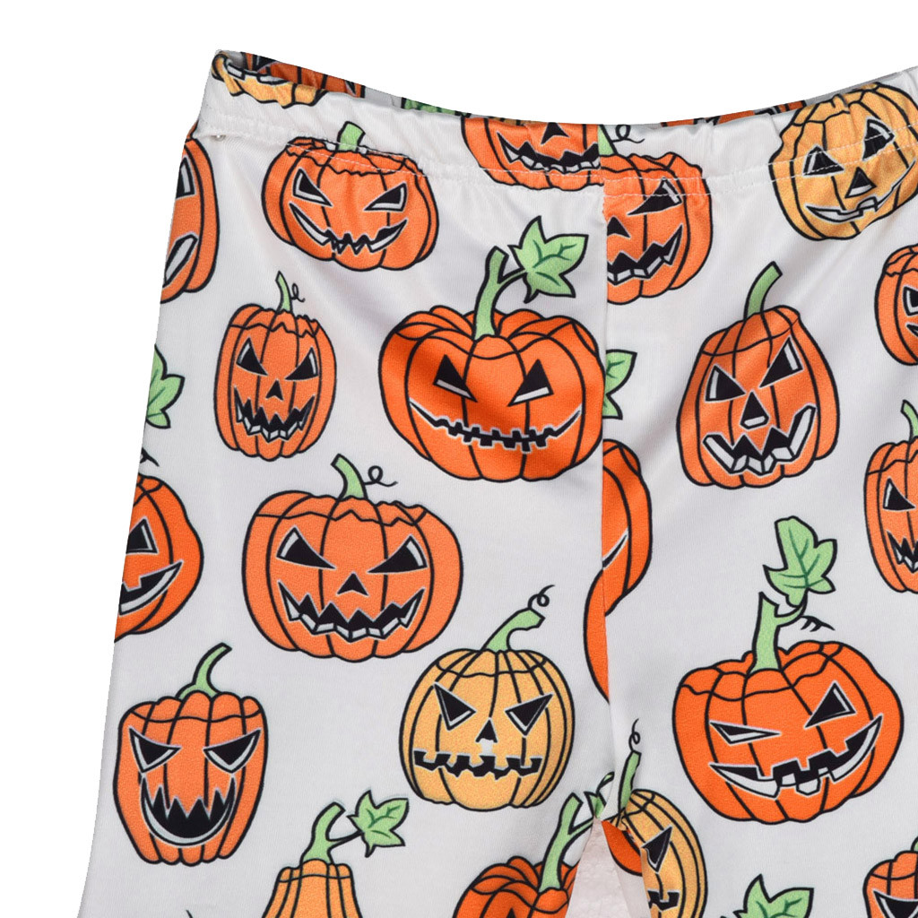 (Đang Bán) Quần Legging Họa Tiết Bí Ngô Halloween Cho Bé Gái