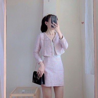 [ HÀNG CÓ SẴN ] SET DẠ TWEED HỒNG