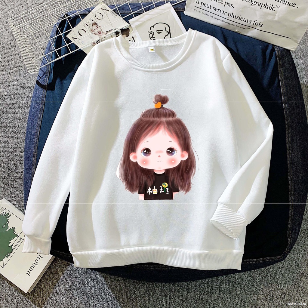 Áo Nỉ Cổ Tròn Tay Bo Chất Đẹp Mềm Mịn Mùa Thu Đông Mặc Đi Học Đi Chơi Trẻ Trung Năng Động In Bé Gái say Hi | BigBuy360 - bigbuy360.vn