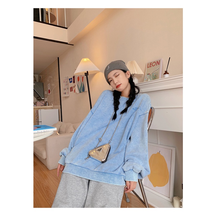 Áo Thun Tay Dài Cổ Tròn Thêu Họa Tiết Thời Trang Hàn Quốc Cổ Điển Cho Nữ | BigBuy360 - bigbuy360.vn