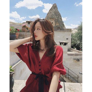 Áo peplum cổ v kèm belt