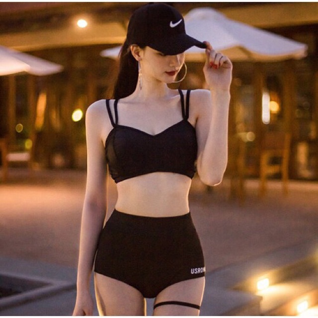 (Có sẵn) Đồ bơi/ bikini dài tay đen áo ren 9006 | BigBuy360 - bigbuy360.vn