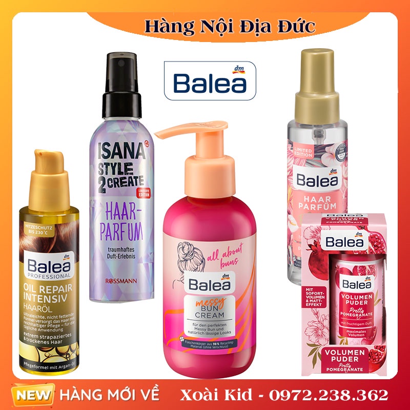 Bộ Kem làm phồng tóc, bột phồng tóc, xịt nước hoa tóc, dưỡng tóc Balea của Đức- Nội địa Đức Đủ Bill
