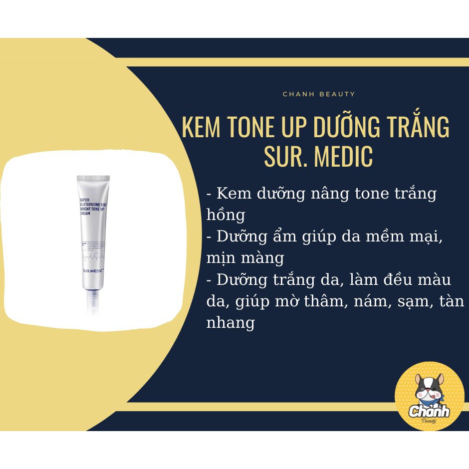 Hàn Quốc - Kem dưỡng trắng da nâng tone Sur.Medic Super Glutathione 100 Bright Tone Up Cream . | BigBuy360 - bigbuy360.vn