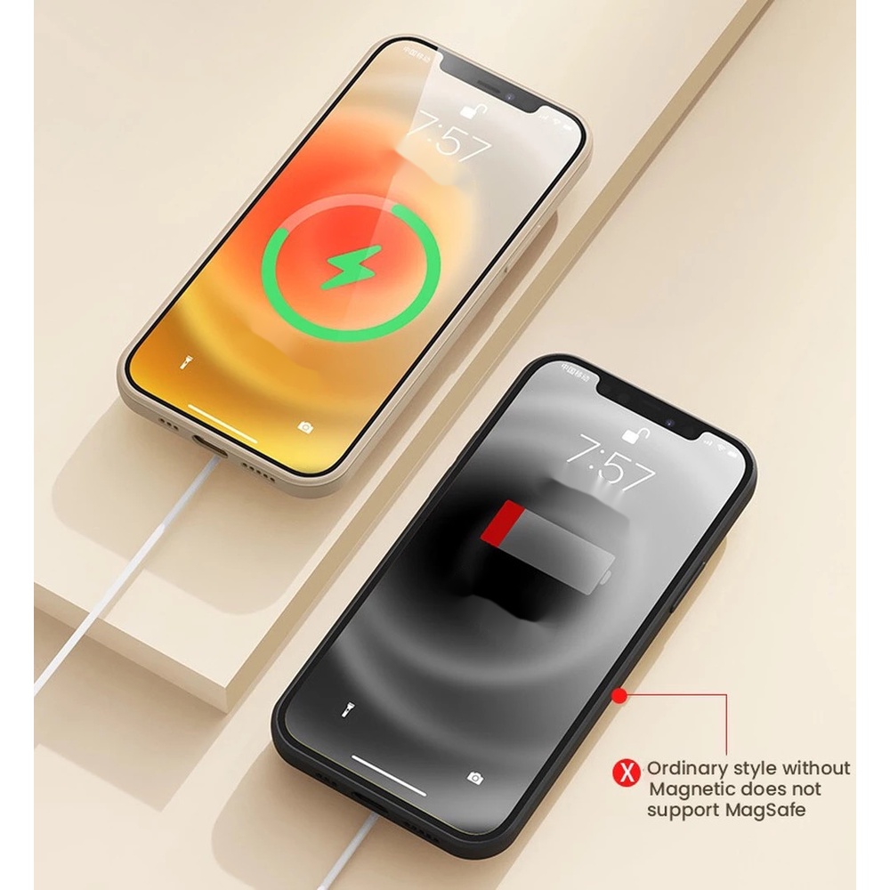 Ốp Điện Thoại Silicon Từ Tính Kiêm Sạc Không Dây Cho iPhone 11 12 Pro Max Mini X Xs Xr