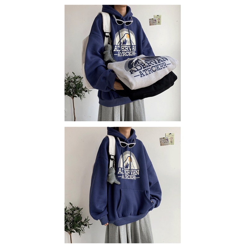 Apricity Áo sweater Có Mũ Trùm In Họa Tiết Kiểu retro Hàn Quốc Cá Tính Cho Nam