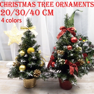 Cây thông giáng sinh mini để bàn 20/30/40cm trang trí cho nhà có 4 màu tùy chọn（All golden basin）