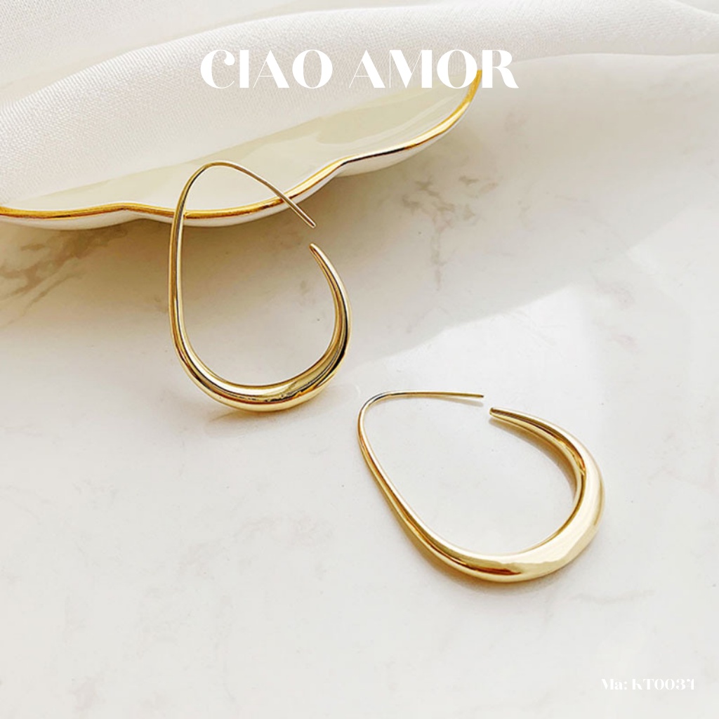Khuyên tai nữ, bông tai nữ to bầu thời trang Trang sức Ciao Amor - Mã KT0034