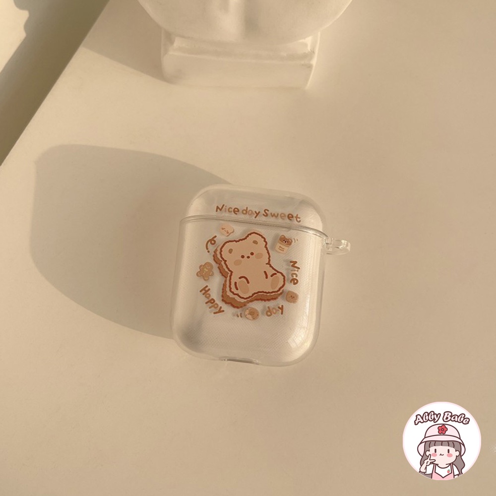 Vỏ Bảo Vệ Hộp Sạc Tai nghe không dây Earphone 1/2/pro Bằng TPU Mềm Trong Suốt Họa Tiết Hoạt Hình Chú Gấu Dễ Thương