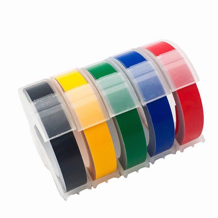 Bộ 5 Cuộn Băng Dính 3D Nhiều Màu 9mm Tương Thích Dymo 1610 / 12965 / 1880 Motex E101