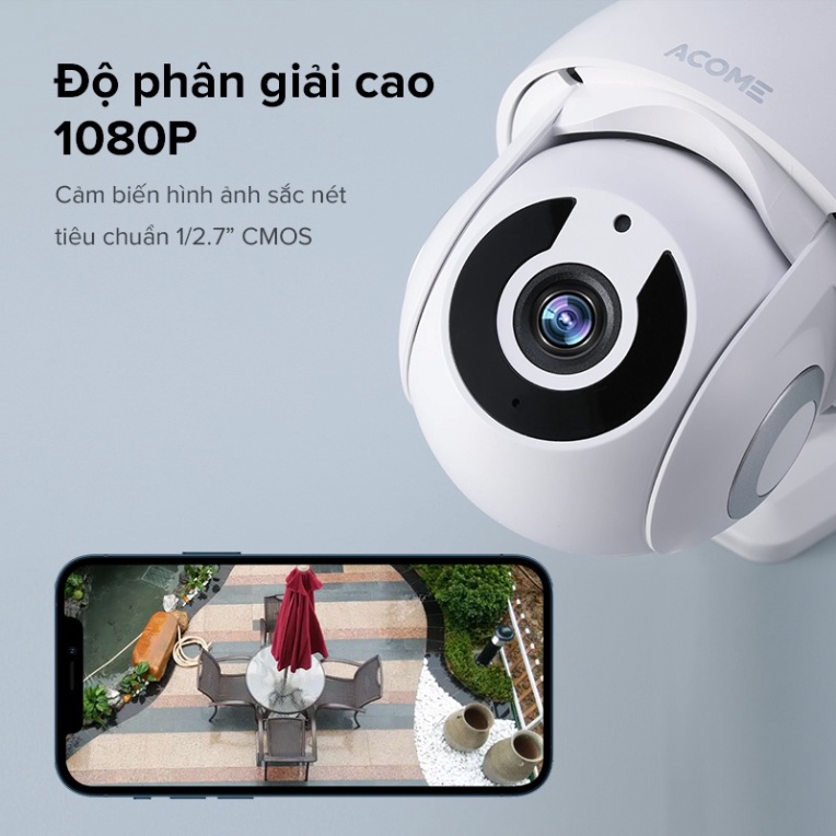 Camera ngoài trời ACOME APC02 - Kết nối wifi, xoay 360 độ, quay full hd 1080p, tương thích Tuya Smart Life