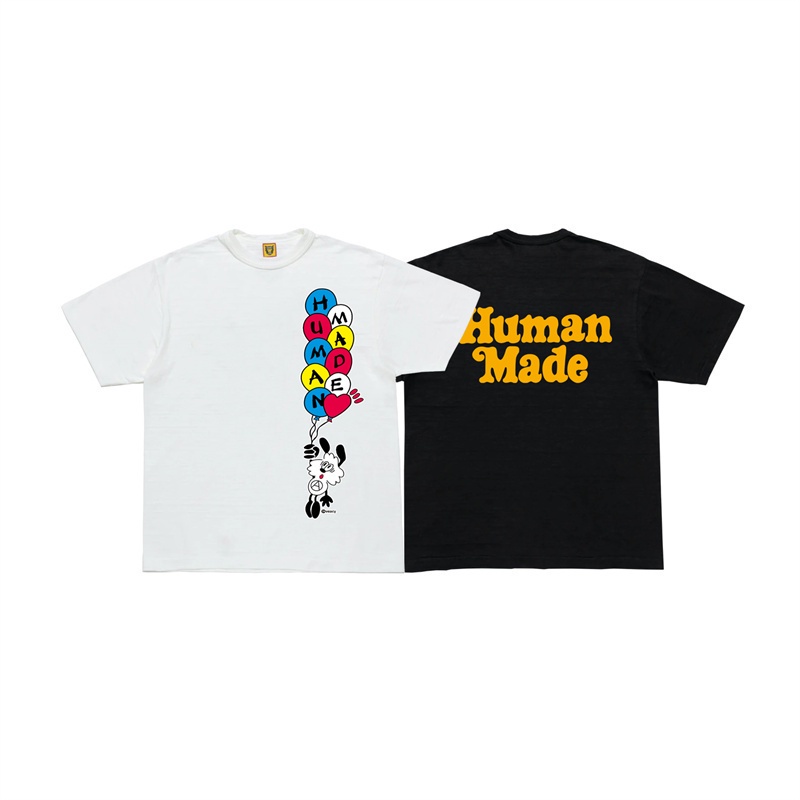 Áo Thun Cotton Tay Ngắn Cổ Tròn In Chữ Human Made Thời Trang Unisex