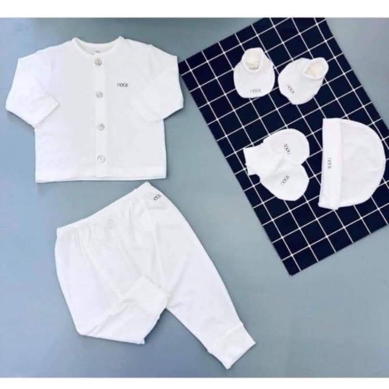 Nous - Bộ Cài Thẳng dài petit trắng cho bé trai, bé gái từ 0m đến 12m