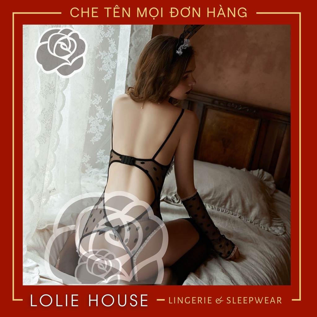 Đồ ngủ cosplay thỏ sexy có bờm tai thỏ, bodysuit ren gợi cảm xuyên thấu LOLIE HOUSE - CP46 | BigBuy360 - bigbuy360.vn
