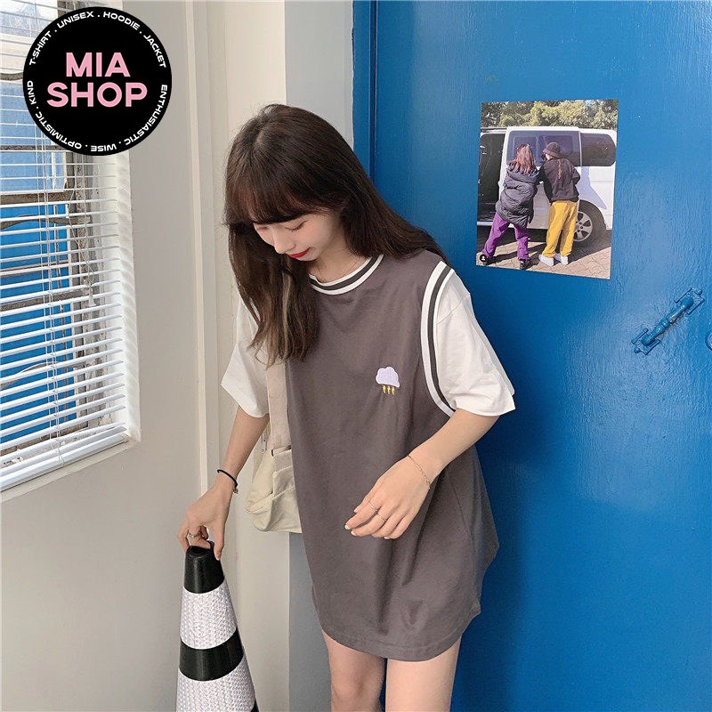 Áo thun tay lỡ MIA, Áo phông nữ form rộng dáng Unisex/Ulzzang, Phối bóng rổ mặc lẻ cặp nhóm thêu hình WEATHER