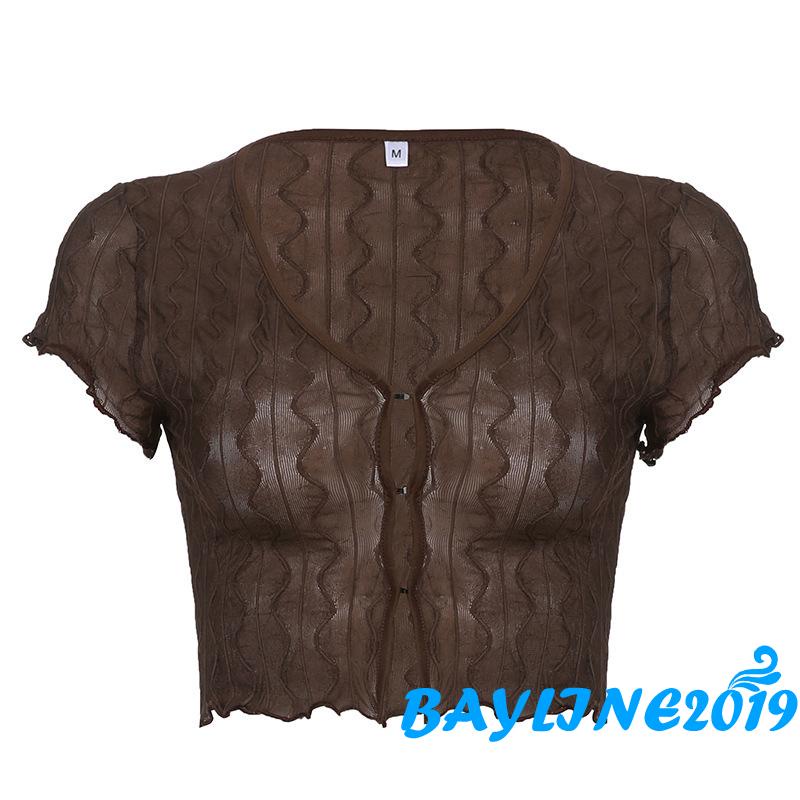 Áo Thun Tay Ngắn Cổ Chữ V Màu Trơn Thời Trang Dành Cho Nữ