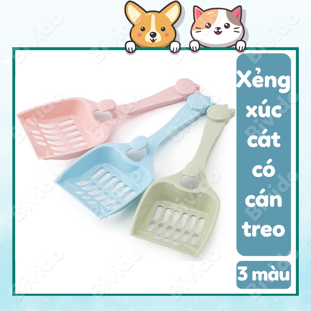 Xẻng xúc cát mèo có cán treo tay cầm vừa, dễ vệ sinh - Bivido