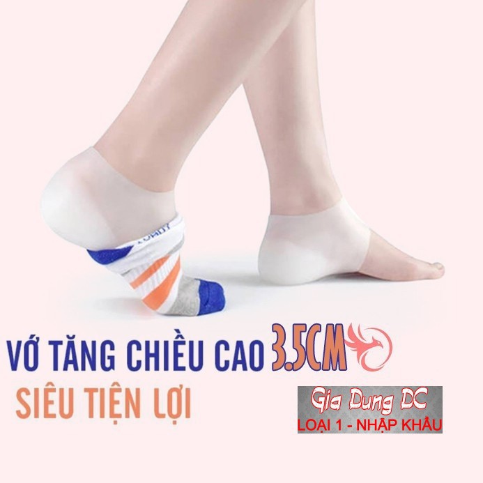 [ Chuẩn Loại 1 ] Set 2 Miếng tất vớ độn lót giày tăng chiều cao silicon cho nam nữ 3.5 cm êm chân chống trượt