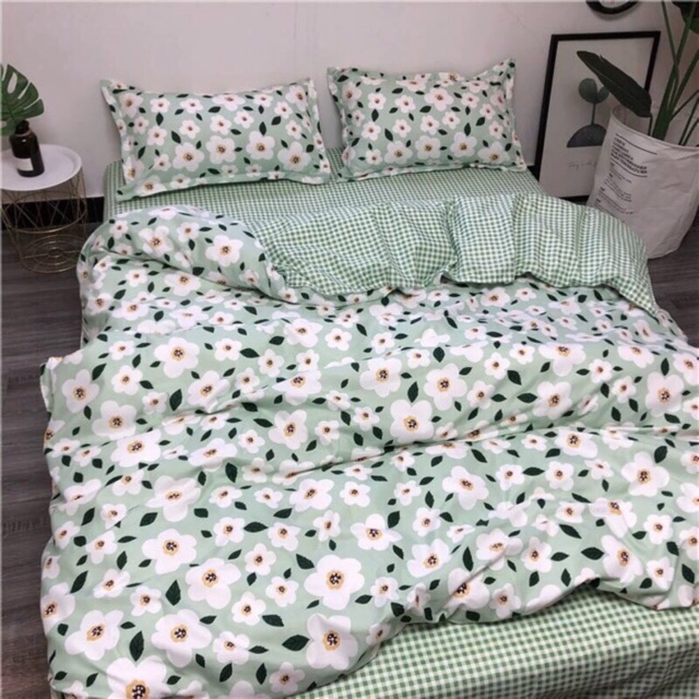 Bộ Drap Giường Vỏ Chăn 5 Món (Hình Thật) Chọn Kiểu Hoa Lá Cực Đẹp  M2*2M-M4*2M- M6*2M-M8*2M