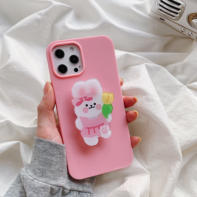 3D cartoon cute bear stand phone case for SAMSUNG S6 S7 edge S8 S9 PLUS S10 S20 S21 ultra S10E soft shell