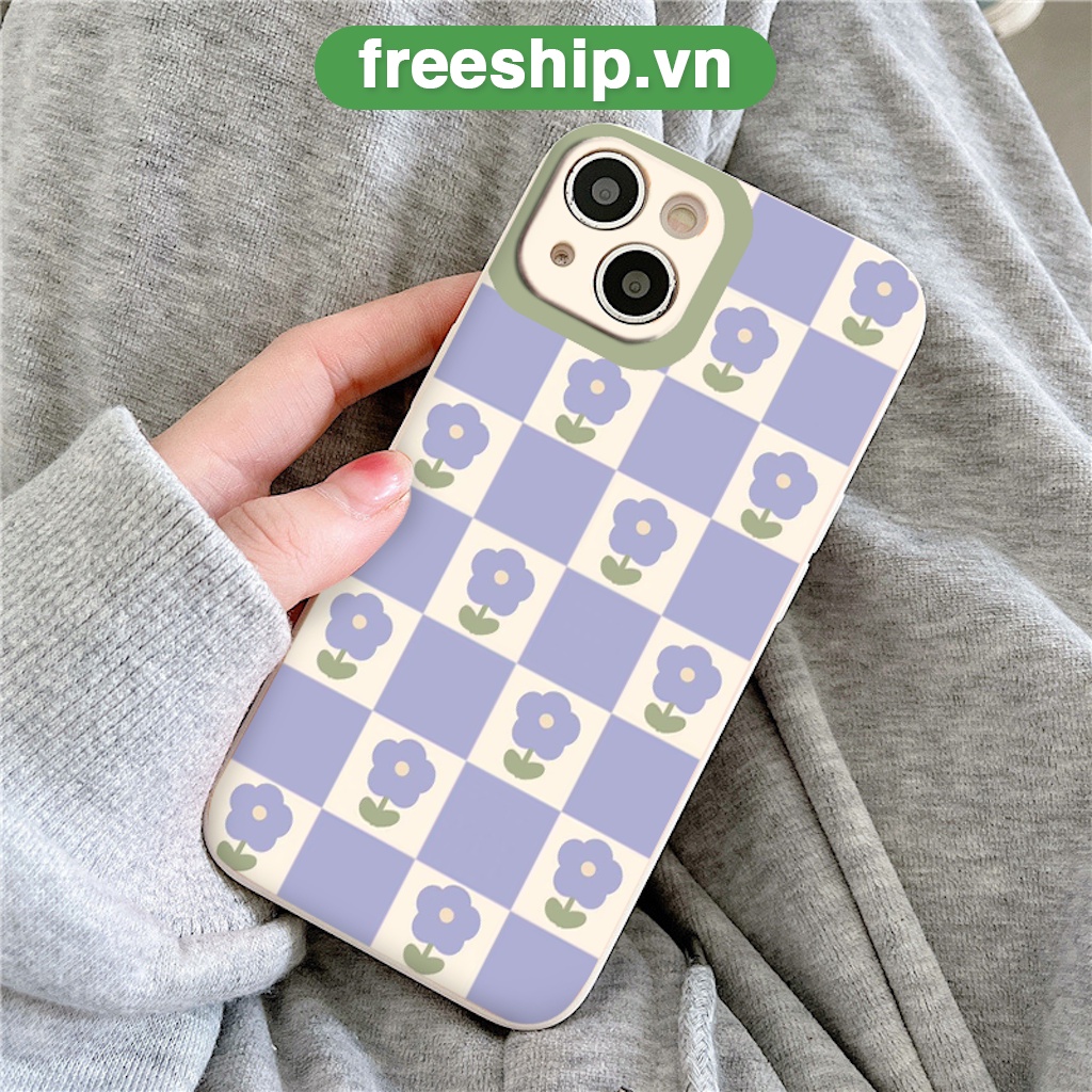 Ốp lưng iphone caro hoa tím nhẹ nhàng bảo vệ camera ốp iphone6/6plus/6s/6splus/7/7plus/8/8plus/x/xr/xs/11/12/13/pro/ma