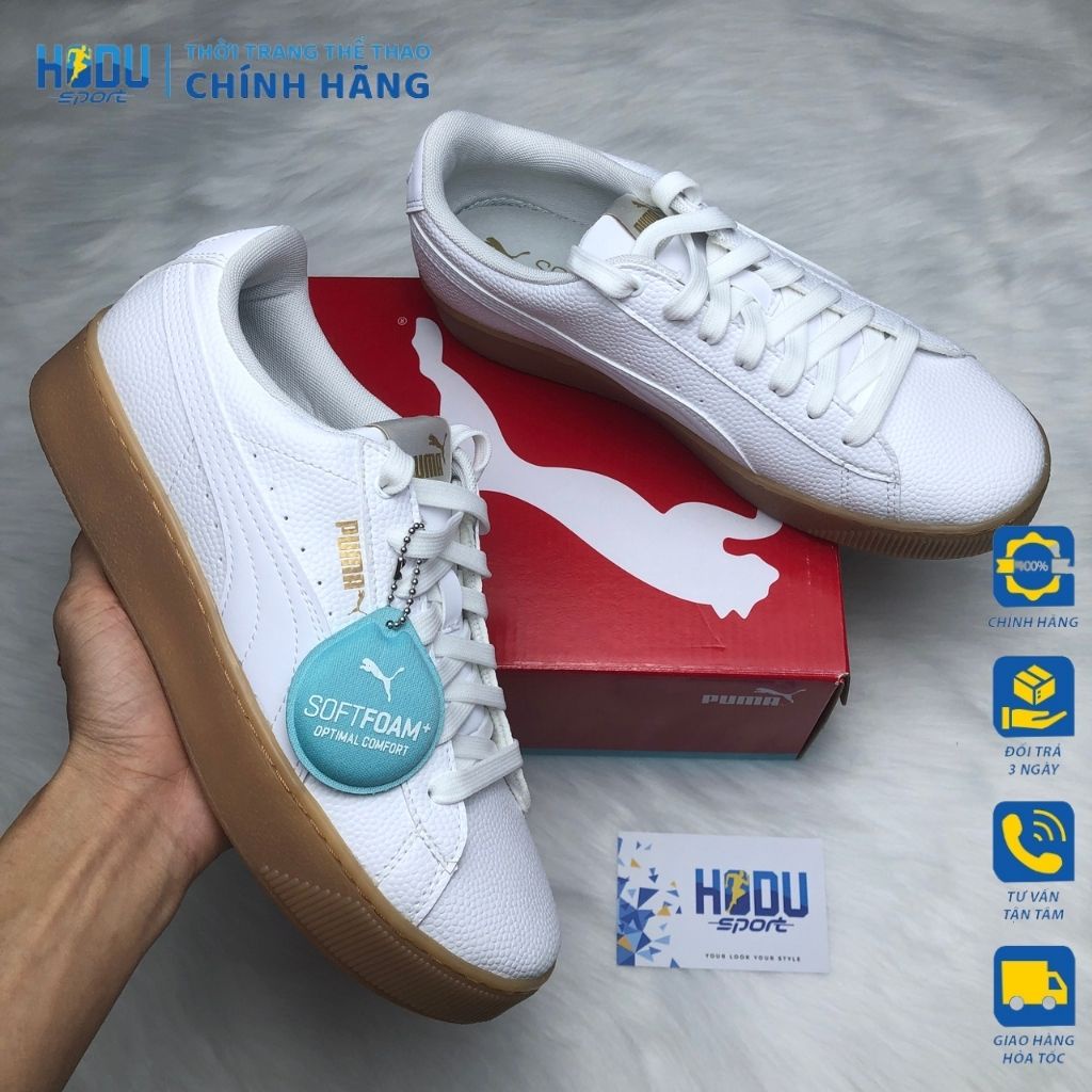Giày Thể Thao Nữ Full Trắng Puma Vikky Platform, Giày sneaker màu trắng chính hãng - HODU Sport
