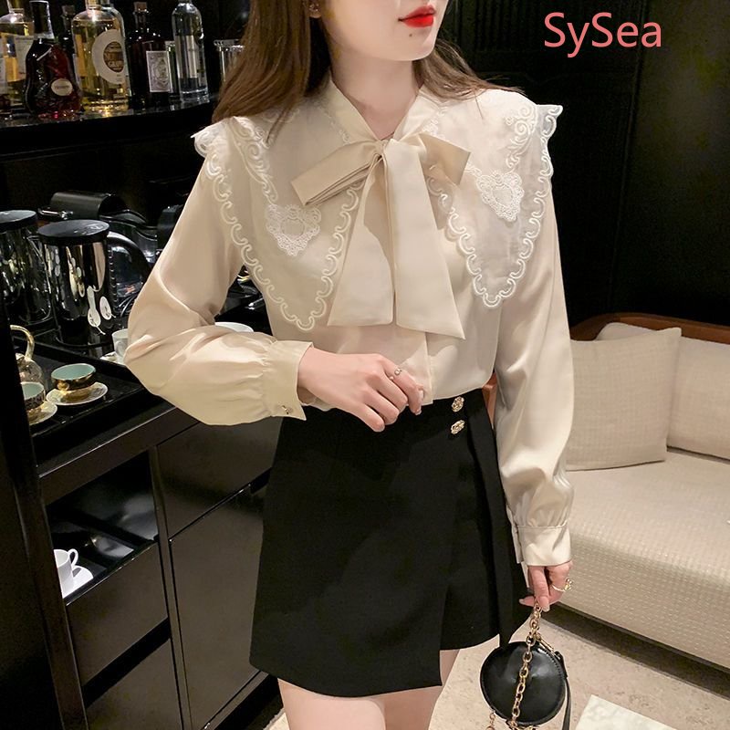 Áo Sơ Mi Cổ Búp Bê Phong Cách Pháp Thời Trang Mùa Thu Cho Nữ