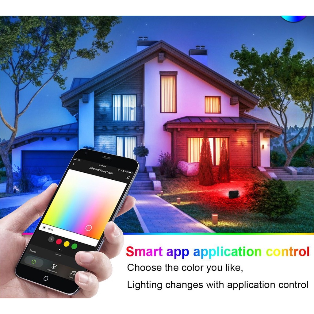 Đèn pha LED RGB công suất cao 30W ngoài trời chống nước IP66 kết nối bluetooth