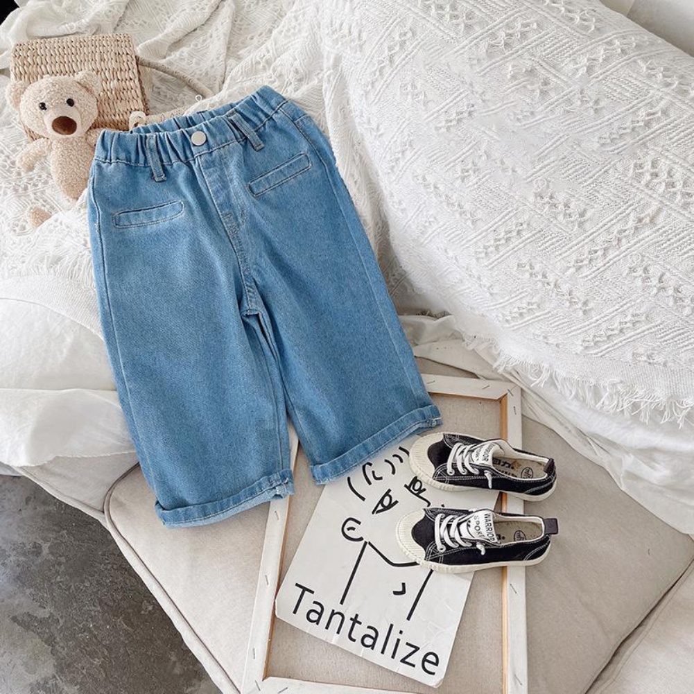 Quần Jean Dài Dáng Suông Co Giãn Tốt Kiểu Hàn Quốc Thời Trang Mùa Thu Cho