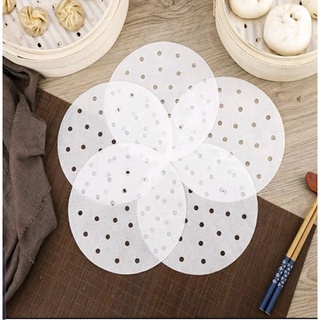 Tệp 100 tờ giấy nến đục lỗ size 23 dùng lót chống dính, hút dầu cho nối hấp, nồi chiên