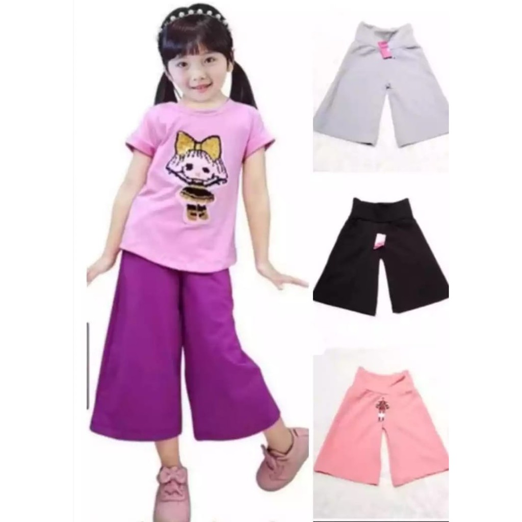 Quần Culottes Màu Trơn Cho Bé Gái