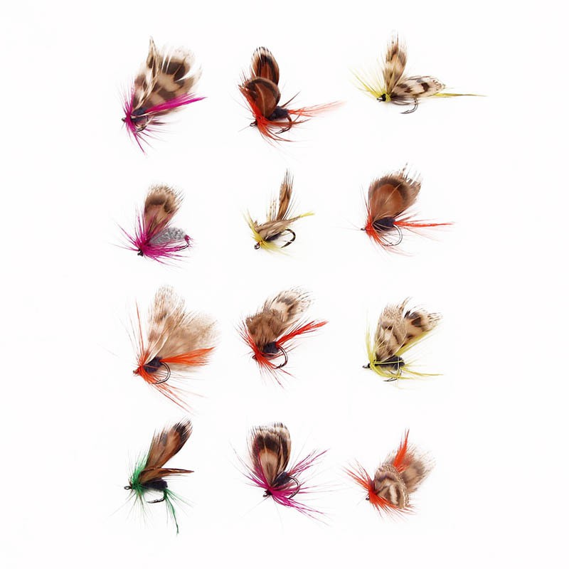 set 12 con mồi lông gắn lông vũ và cánh bướm siêu đẹp