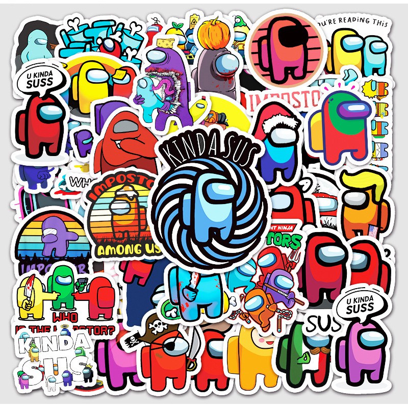 [Set 50 Cái] Sticker dán mũ bảo hiểm hình Among Us - MP.060