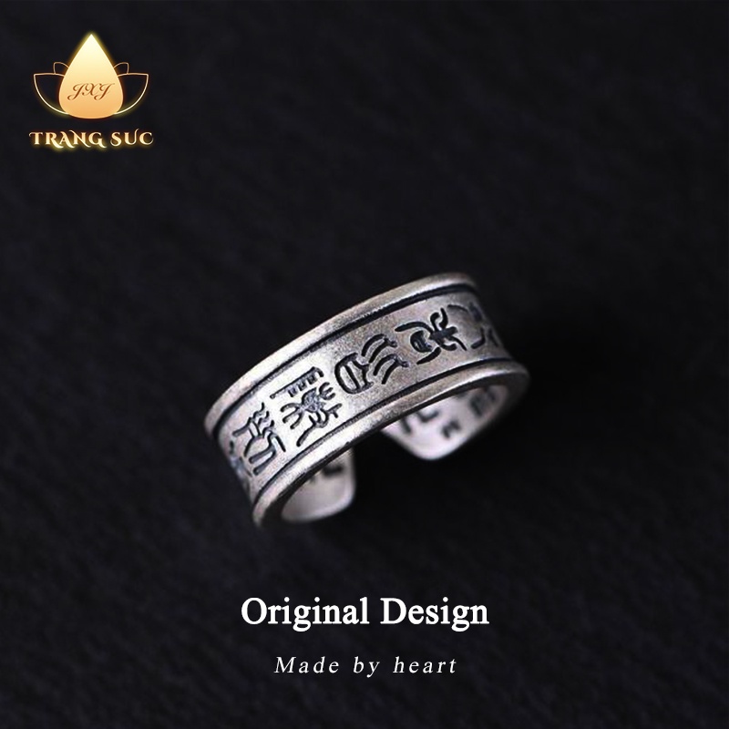Nhẫn Lớn Nam Làm như cũ Hán tự Cổ điển Nhẫn có thể điều chỉnh Bạc Thái Phong cách Hống hách Vòng đuôi NH-195
