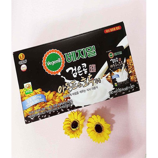 Sữa Óc Chó Đậu Đen Hạnh Nhân Vegemil Hàn Quốc hộp 20 túi x 190ml