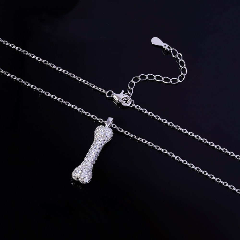 Vòng cổ Sợi Xích Phối Mặt Hình Xương Bằng Đồng Đính Đá Nhiều Màu Phong Cách Hàn Quốc Thời Trang Cho Nữ