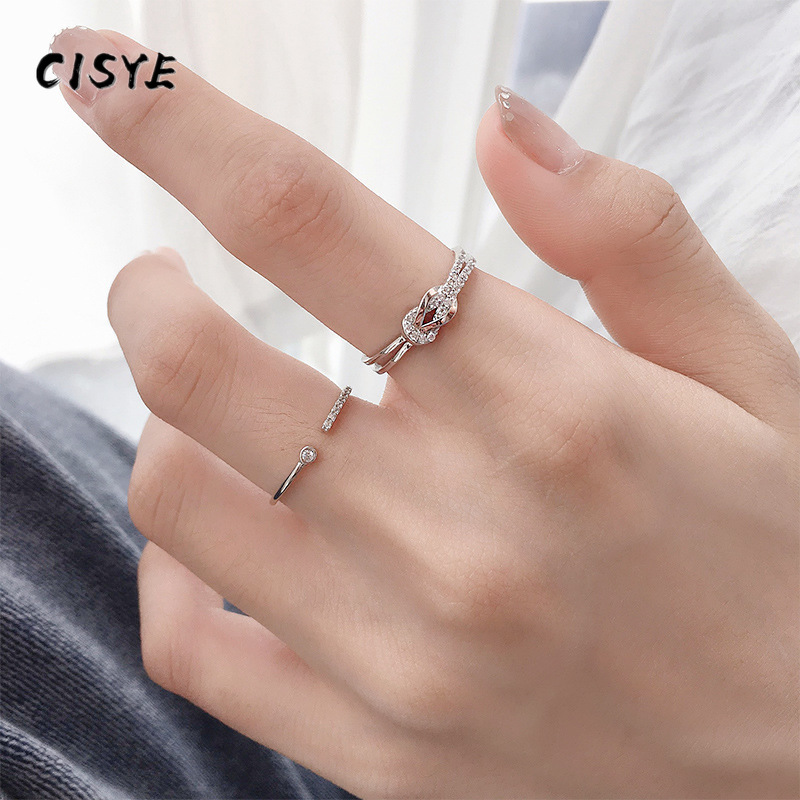 Nhẫn Hở Đính Đá Zircon Phong Cách Retro Thời Trang Hàn Quốc Cho Nữ