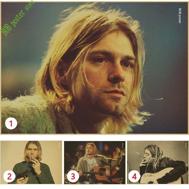 Poster in hình nghệ sĩ Kurt Cobain phong cách retro cá tính