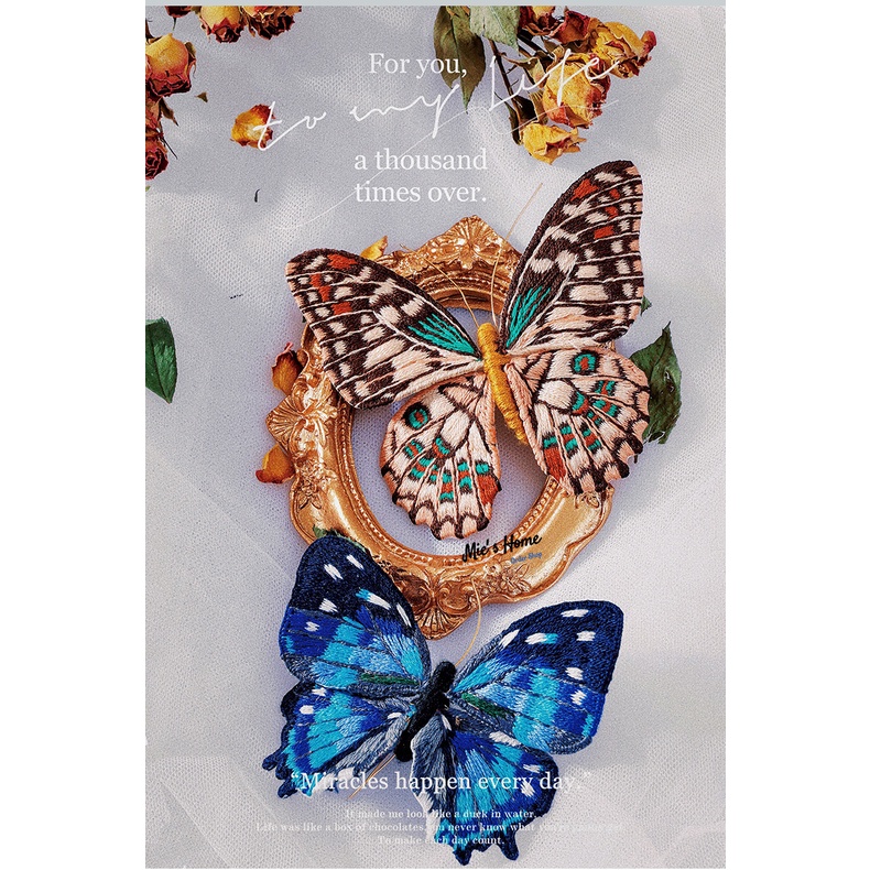 Gói KIT Nguyên Liệu DIY Túi Dụng cụ Tự Thêu Tay Nghệ Thuật Ghim Cài Áo Butterfly Hoa Xuân Embroidery Handmade - Mie Shop