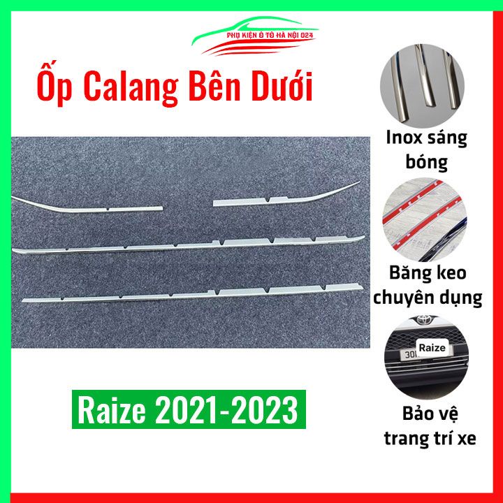Ốp mặt ca lăng, calang Inox cho xe Raize 2021-2023 thanh dưới biển số ốp lưới tản nhiệt