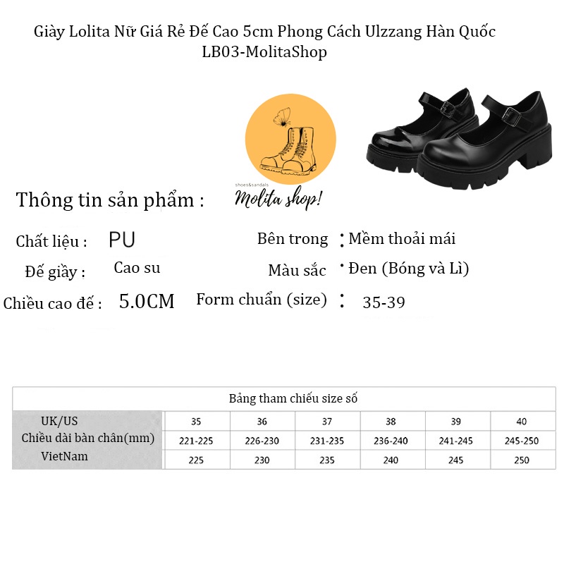 Giày Lolita Đế Cao 5cm Giày Vintage Nữ Phong Cách Ulzzang Hàn Quốc Hottrend 2022 LB01-Molita