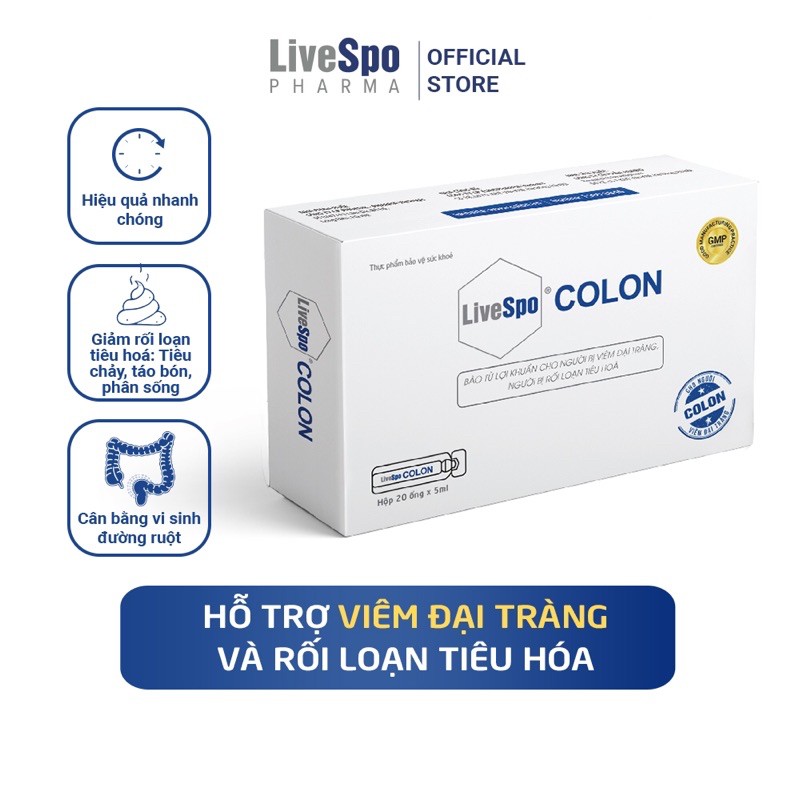 LiveSpo Colon Bào tử lợi khuẩn LS-III cho người  viêm đại tràng, táo bón tiêu chảy thường xuyên( Hộp 20 ống x 5ml)