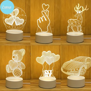 Đèn ngủ 3D Casme, đèn LED trang trí phòng ngủ nhiều mẫu, có thể làm quà tặng - D001