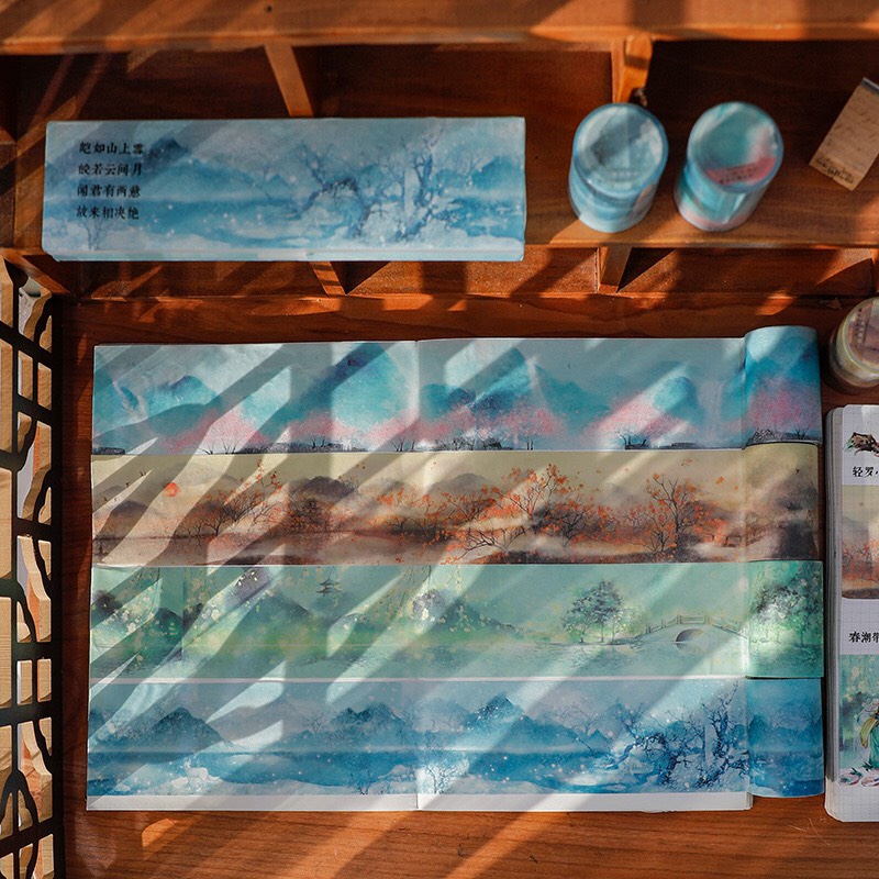Băng keo washi tape phong cảnh cổ trang sổ tay bullet journal Canarystore54