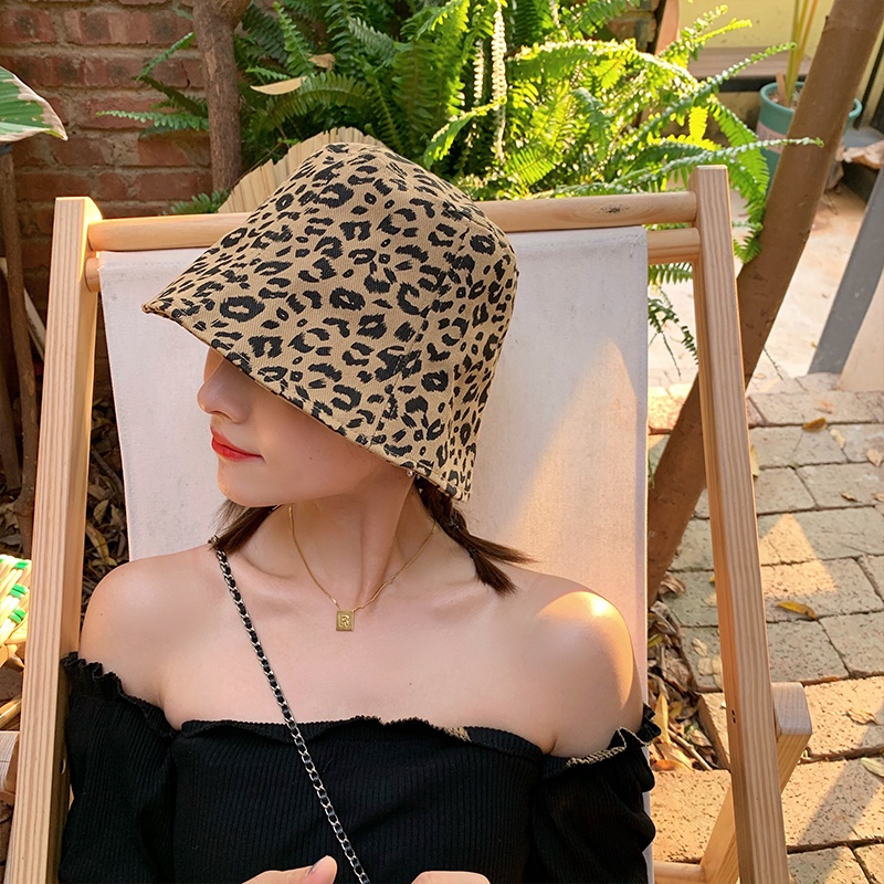 Nón Bucket Chống Nắng Hai Mặt In Họa Tiết Da Báo Phong Cách Retro Thời Trang Xuân Hè Cho Nữ